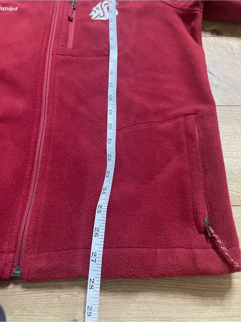 Columbia Red Full-Zip Fleece Jacket with     WSU Cougars logo size Small
